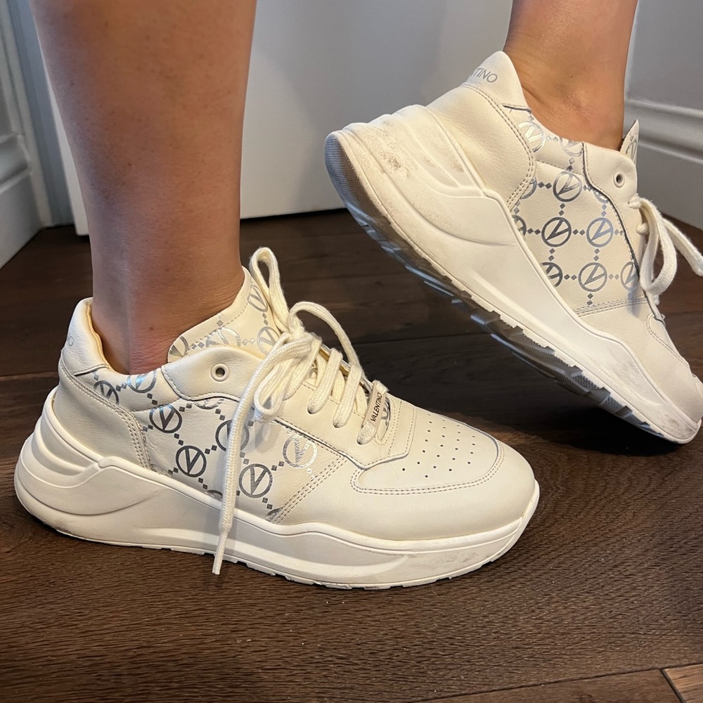 Valentino Cream and Gray Sneakers